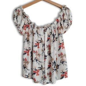 AMERICAN EAGLE | Off Shoulder Smocked Blouse Pin Striped Top Sz M